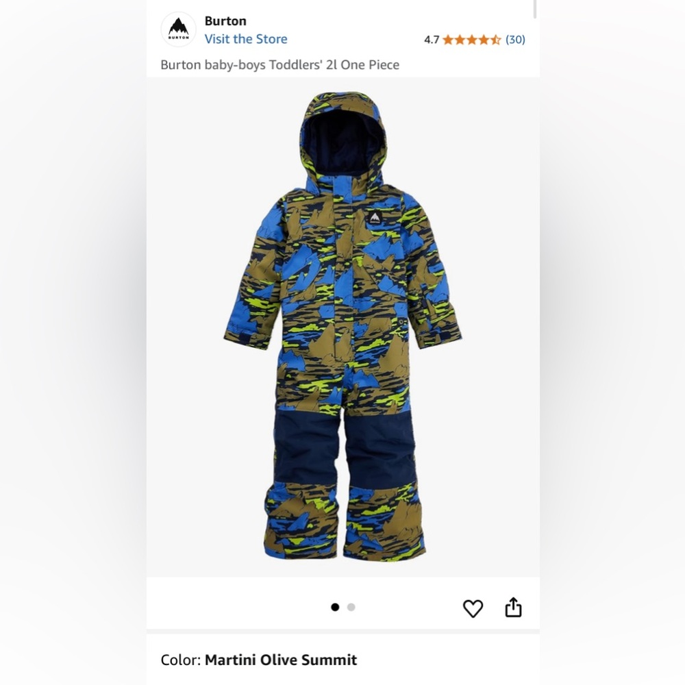 Burton Blue and Yellow Camouflage Snowsuit 3T